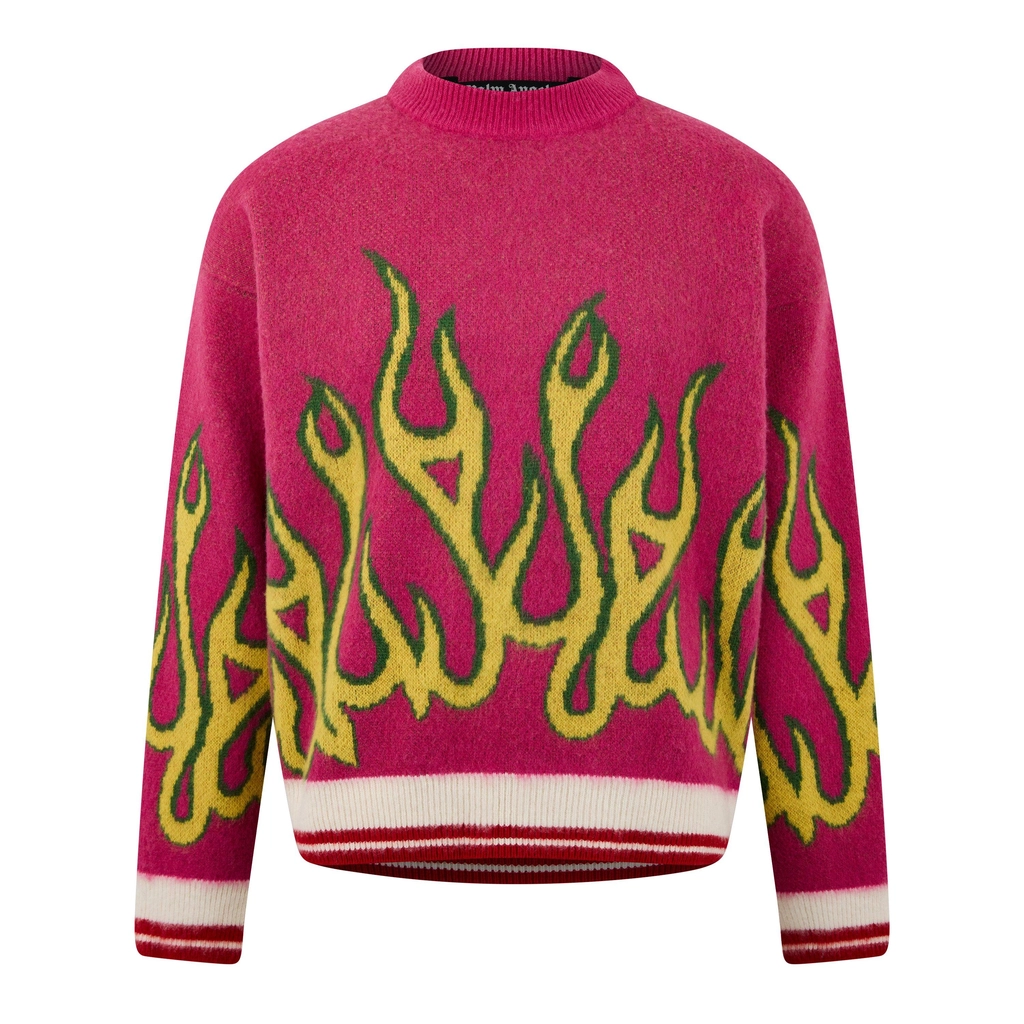 Palm Angels Burning Sweater - Fuchsia/Yellow